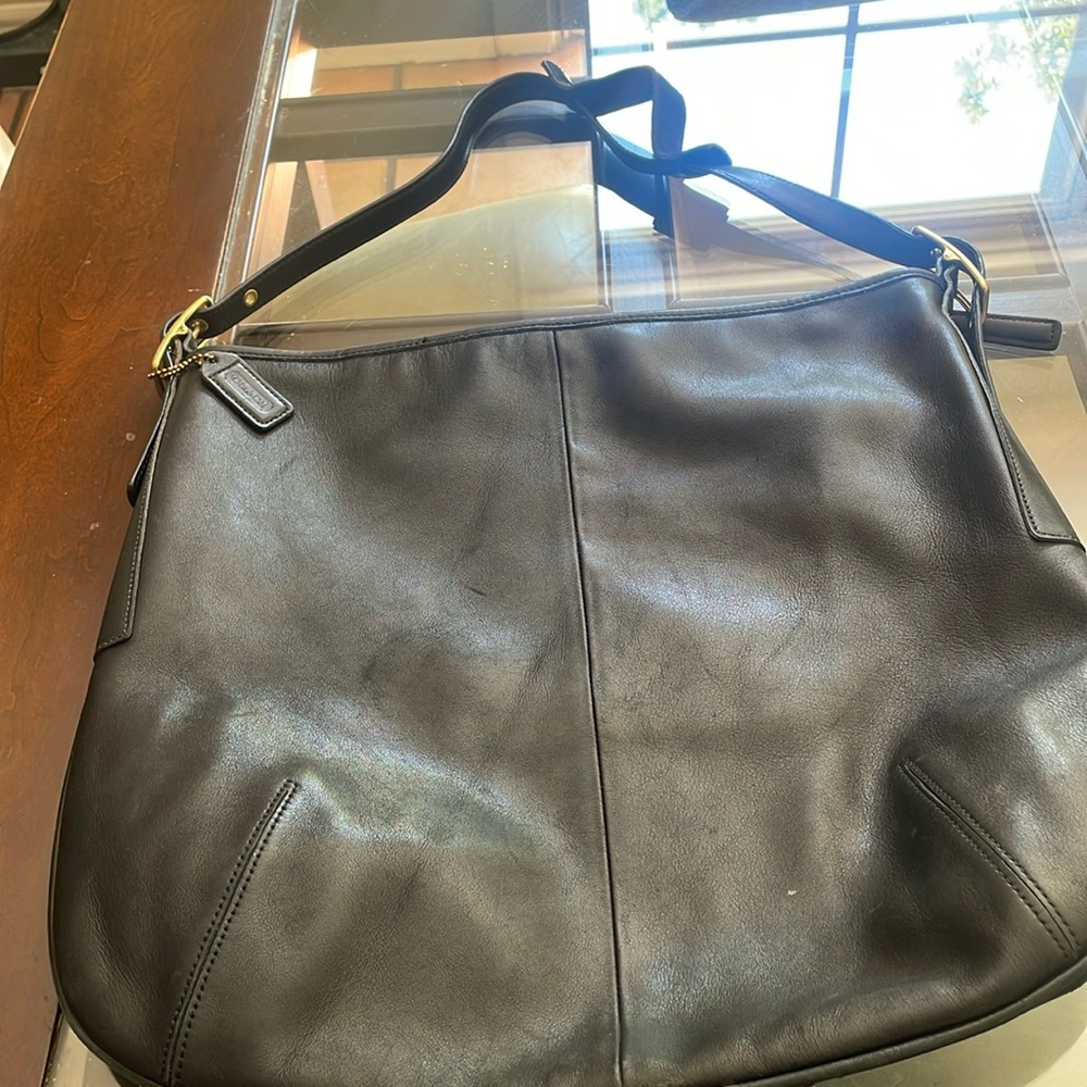 Leather coach handle bag